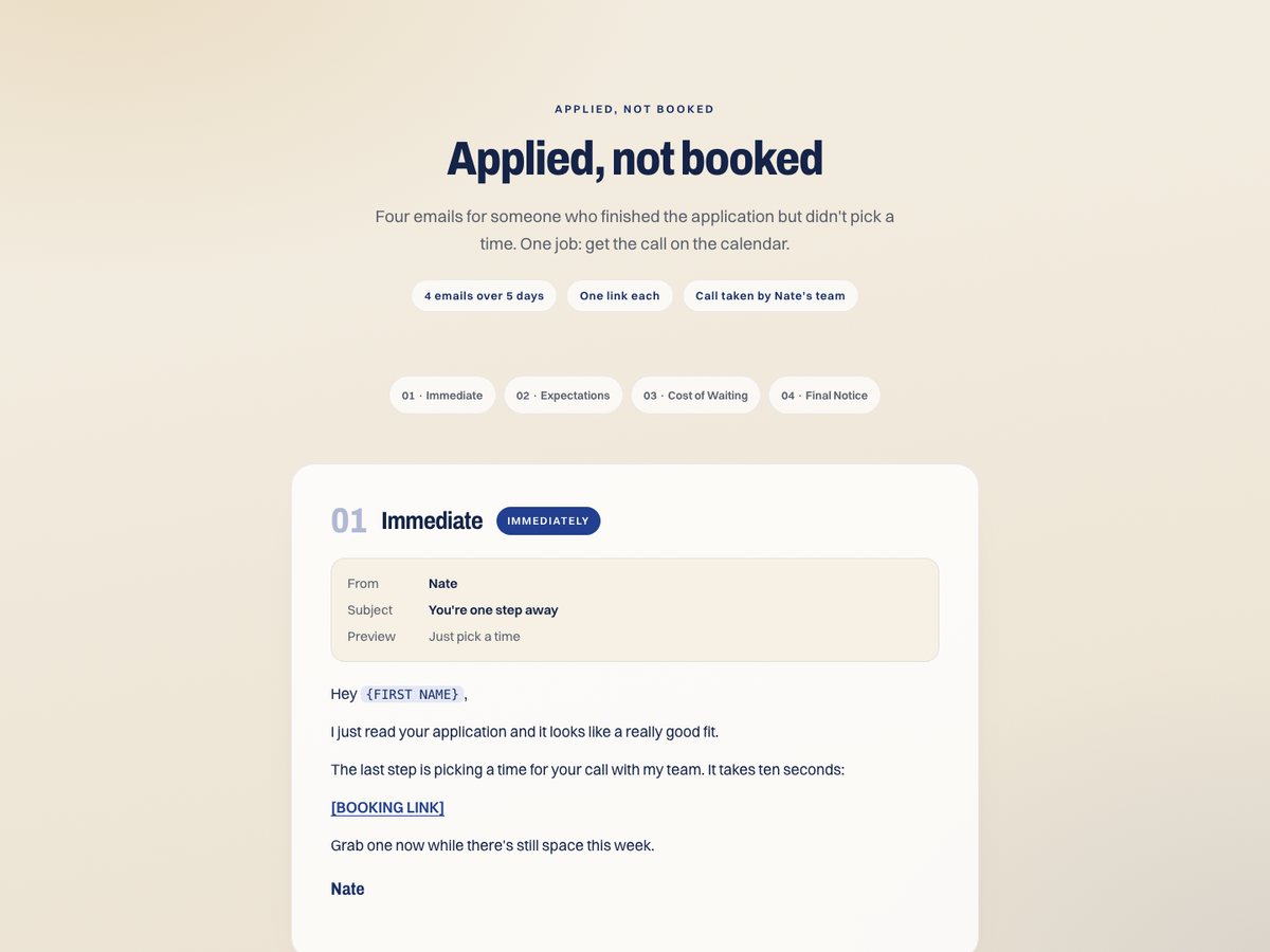 Applied, not booked preview